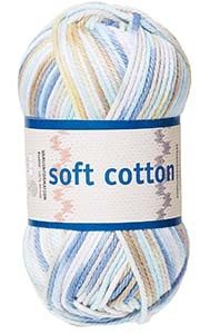Soft Cotton garn 50g Vit/beige/blå